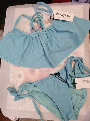 NWT Rachel Pally S Maldives Flutter Top Tie Side Bikini Swim Bottom Blue 123500