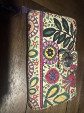 Vera Bradley Wallet Black Butterfly Turn Lock Zip Compartments Card Holders
