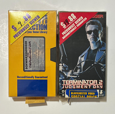 Terminator 1 & 2 VHS Blockbuster Previously Viewed Rental Lot Arnold T2
