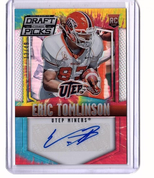 Eric Tomlinson RC 2015 Prizm Collegiate Draft Picks Tie-Dye SP 13/49 Rookie Auto