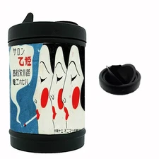 Vintage Illustration Novelty Black Metal Car Ashtray/Mini Trashcan