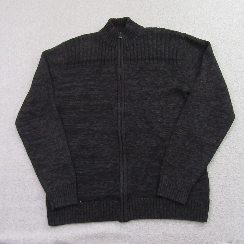 Structure Mens Cardigan Sweater XL Gray Heather Chunky Full Zip Acrylic - Image 2 of 4