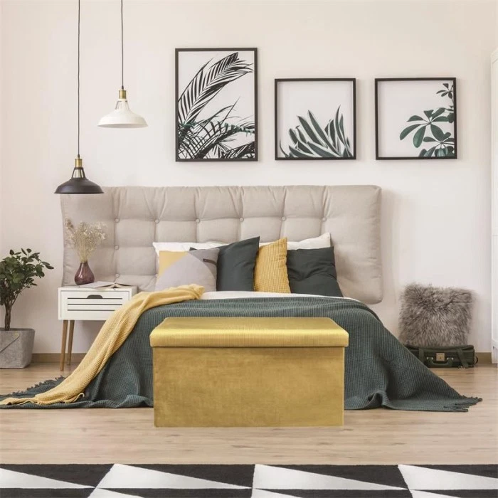 Banc & Coffre de Rangement "Giulia" 77cm Jaune - Photo 3/3