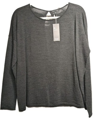 Eileen Fisher Sweater Womens M Peep Back Merino Wool Scoop Neck Box-Top NWT