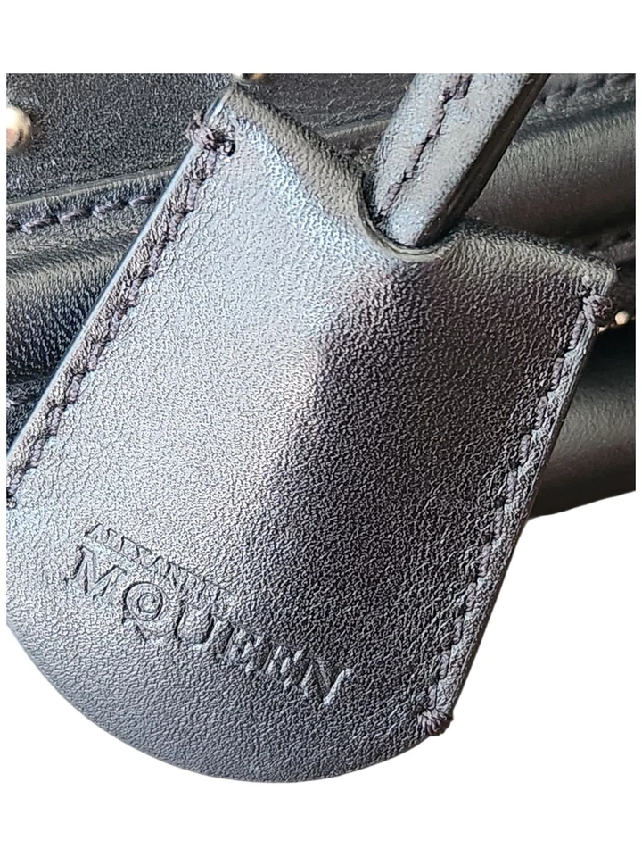 Alexander McQueen Black Calfskin Studded Padlock Skull Clutch - Image 4 of 4