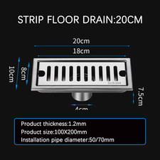 20-100Cm Side Outlet Shower Drain Stainless Steel Bathroom Floor Drainage Linear