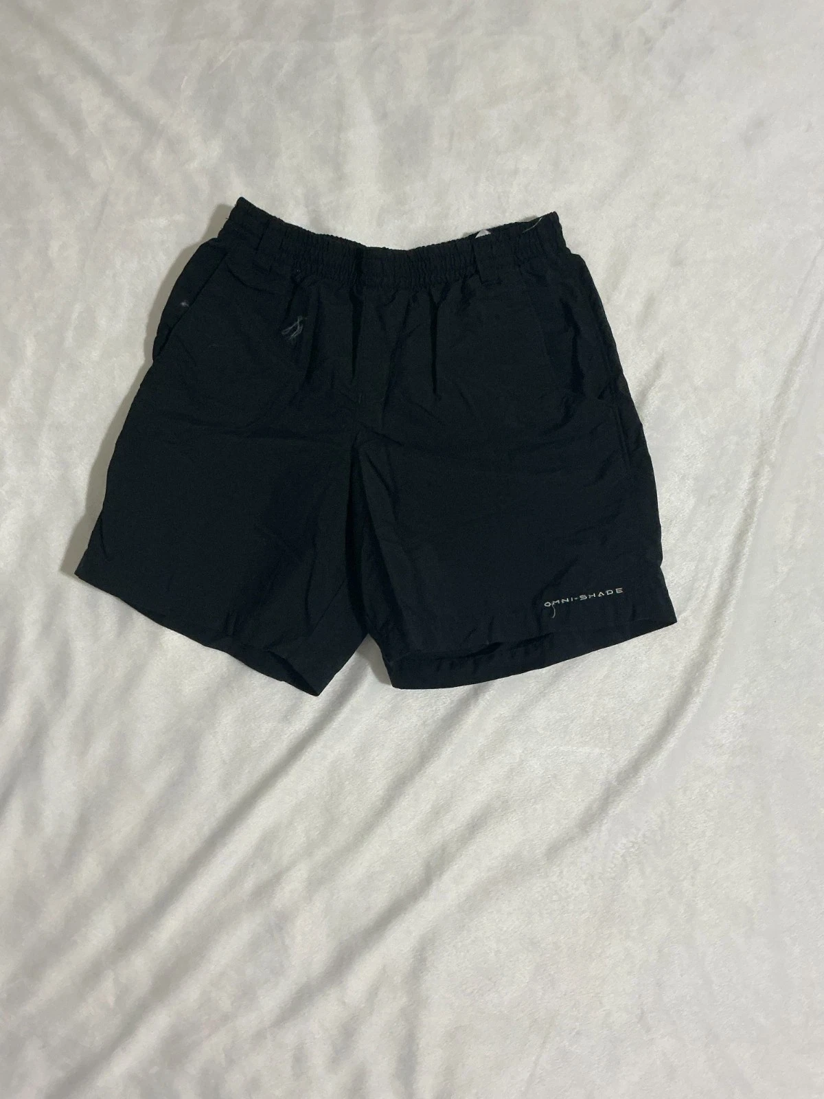 Columbia PFG Omni-Shade Men's Fishing Shorts Black Sz Med Nylon Zip Pocket 32"