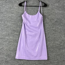 Alice Olivia Dress 6 Nelle Purple Vegan Faux Leather Mini Bodycon Party Sexy