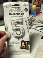 Anagram Number "5" Silver Minishape 16" Foil Balloon New 