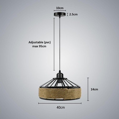 Lámpara colgante vintage retro industrial loft cuerda de cáñamo lámpara de techo - Imagen 4 de 42