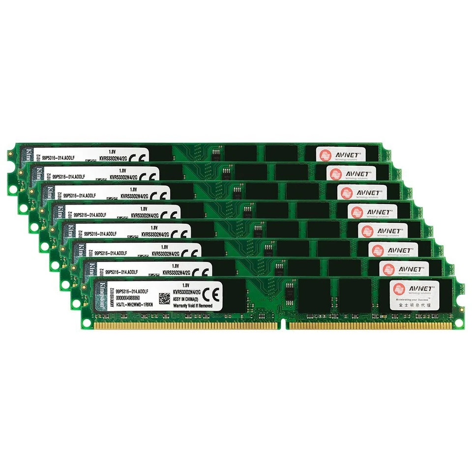 16GB kit 8x 2GB DDR2 533MHz PC2-4200U KVR533D2N4/2G DIMM Memory For Kingston ZT - Image 2 of 4