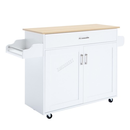 WestWood Kitchen Island Rolling Storage Trolley Cabinet Drawer Large Wood Top - Picture 11 of 31