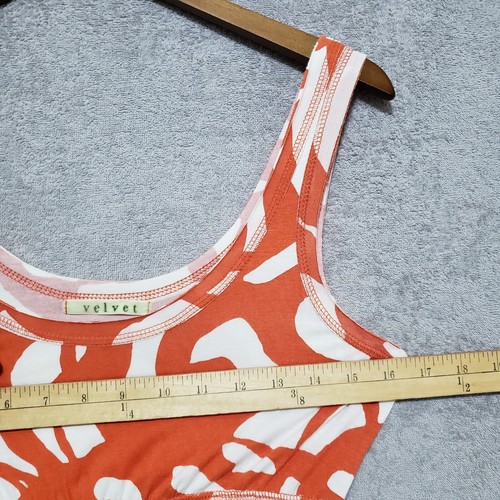 Velvet by Graham Spencer Dress Medium Fit Flare Silk Orange Pullover Sleeveless - Picture 6 of 15