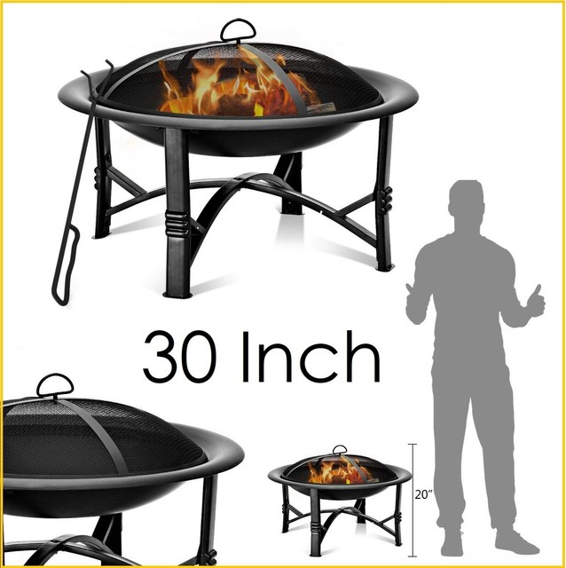 Large Firepit Bowl 30 Wood Burning Portable Outdoor Campfire