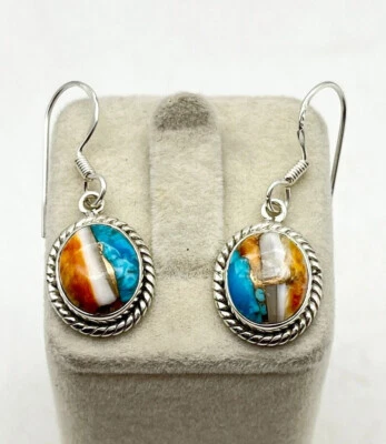 Fine Oystercopper Türkis Edelstein 925 Sterling Silber Handgefertigter Ohrring - Bild 1 von 4