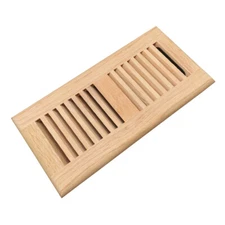 Razo Oak Wood Floor Register, Drop In Vent With Damper, Unfinished