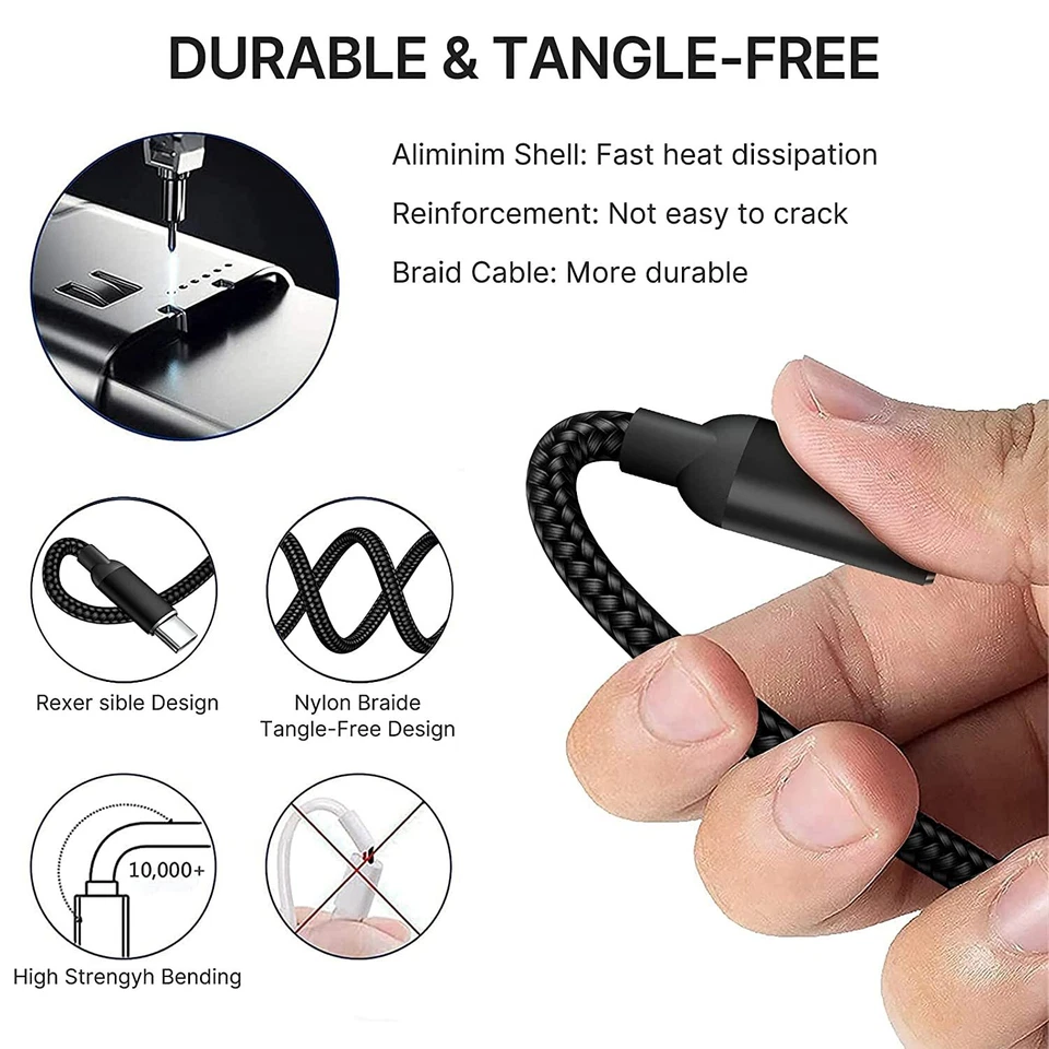 3 in 1 USB Fast Charging Cable Universal Charger For Micro USB-C iPhone 11 12 13 - Image 3 of 4