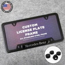 For Mercedes-Benz Sport Carbon Fiber Texture License Plate Frame Cover Gift
