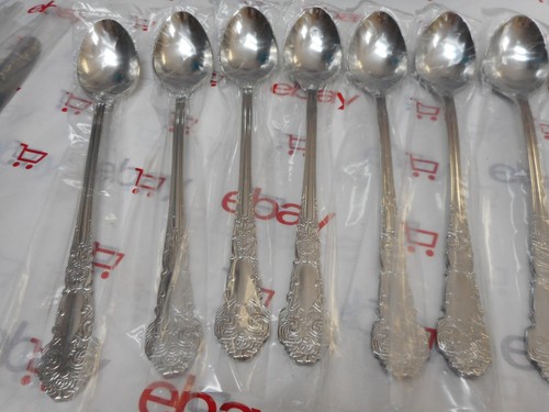 12 New Reed & Barton ICED TEA SPOONS Renaissance Stainless Flatware OLD STOCK - Picture 3 of 5