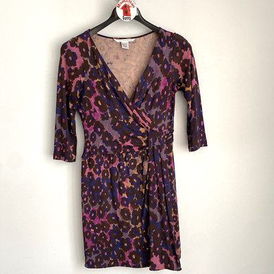 Diane von Furstenberg Zaina Garden Animal Print Silk Faux Wrap Dress Size 10