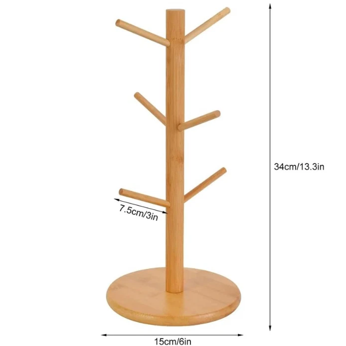 Taza de cocina soporte para árbol taza de café estante de secado soporte organizador de almacenamiento 6 ganchos Foto 2 de 4