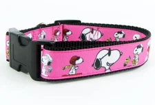 Cartoon dog collar handmade  adjustable buckle collar 1"  wide or leash