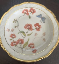 4x Mitterteich Plate-White /Pink Flora-Gold Rim Blue/Yel1ow Butterflies1931-1945