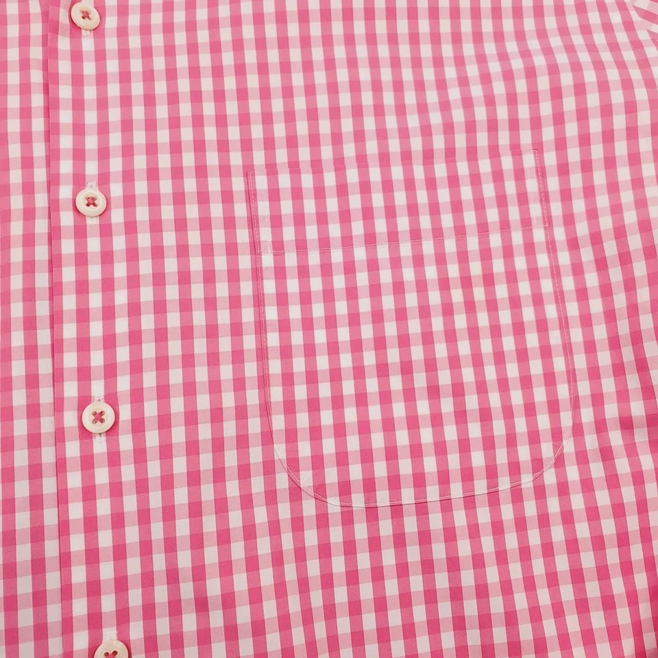 Peter Millar Shirt Mens Large Pink White Gingham Plaid Weekender Wash Preppy - Image 3 of 4