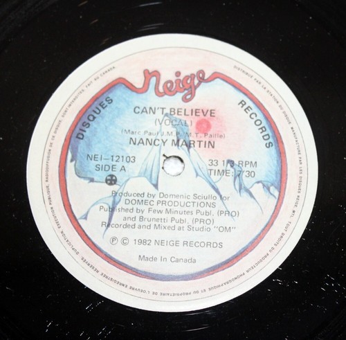 Nancy Martin ~ Can't Believe ~ 1982 Neige Records Canada Used Disco LP EX - Picture 3 of 8
