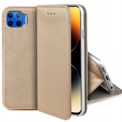 Für Motorola Moto G 5G Plus - Handy Tasche Hülle Case Flip SMART Magnet GOLD
