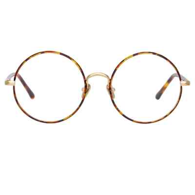 Linda Farrow Welch 983/7 Gold Tortoise Round Eyeglasses Handmade Frame 53-18-140