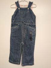 NWT Vintage 2004 Baby Gap Girls Demin Bib Jeans Pink Lining 18 24 Months