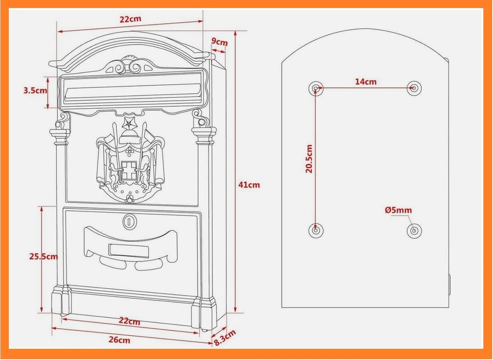 Cassetta Postale da Esterno Artistica per la Posta Vintage Antica Grigia - Immagine 2 di 2