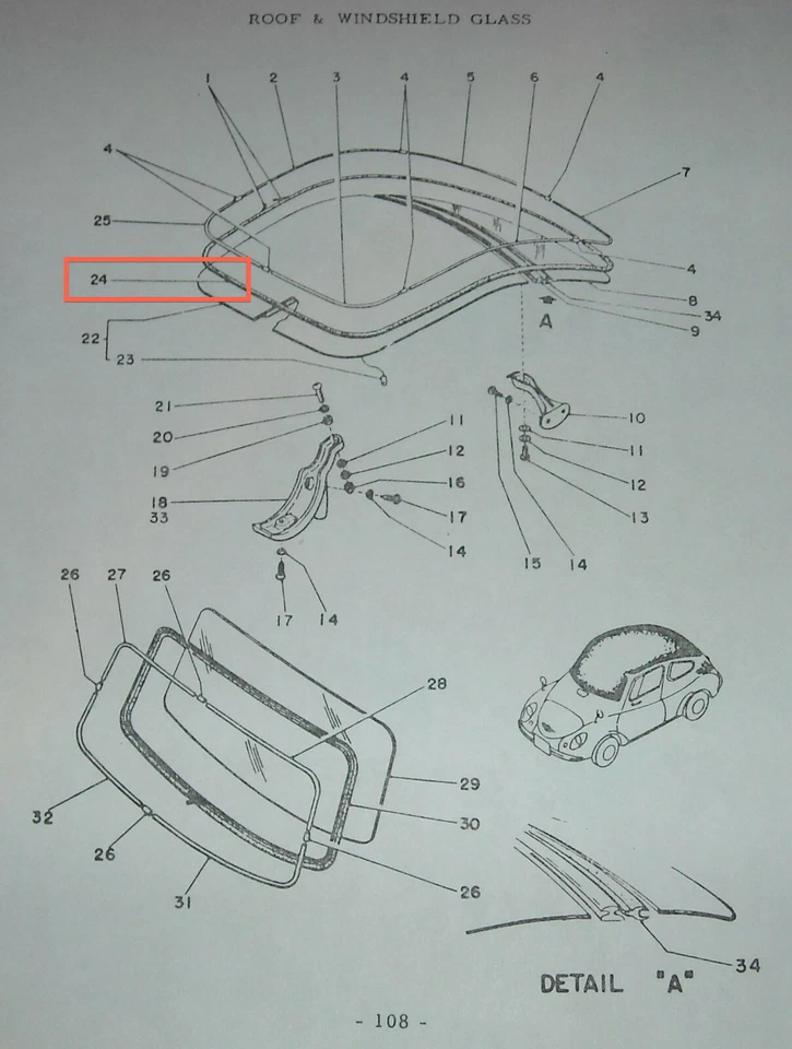Subaru 360 reproduction top seal Foto 2 de 4