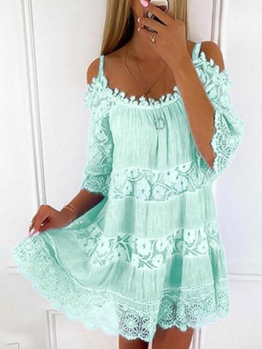Böhmisches Träger-Spitzenkleid Für Damen Schulterfrei Sommer-Strandurlaub- | - Picture 9 of 22