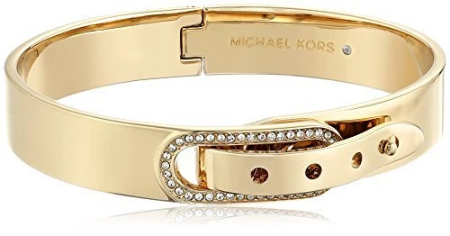 NUOVO BRACCIALETTO MICHAEL KORS TONO ORO CERNIERA CRISTALLO FIBBIA CINTURA MKJ4614