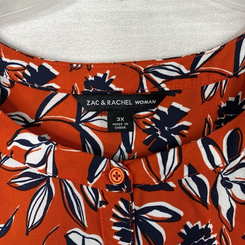 Zac & Rachel Top Womens 3X Red Floral Mixed Media Butto Up Sleeveless Boho NWT - Picture 2 of 7