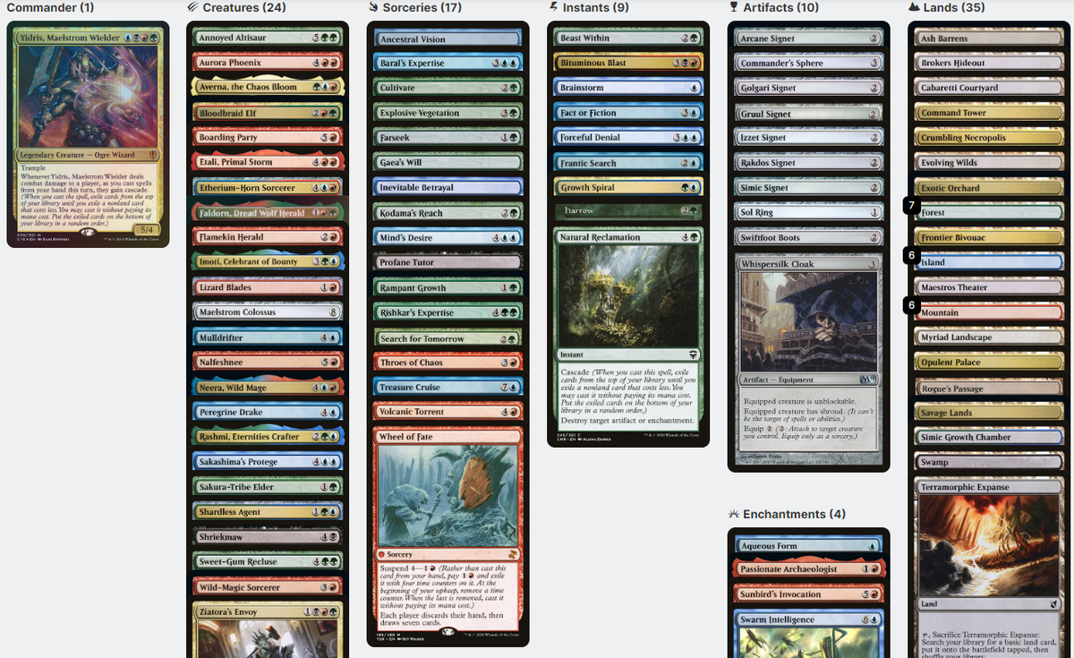 mtg yidris commander deck Yidris, Maelstrom Wielder CASCADE SUSPEND Free Magic MTG Custom Commander  Deck