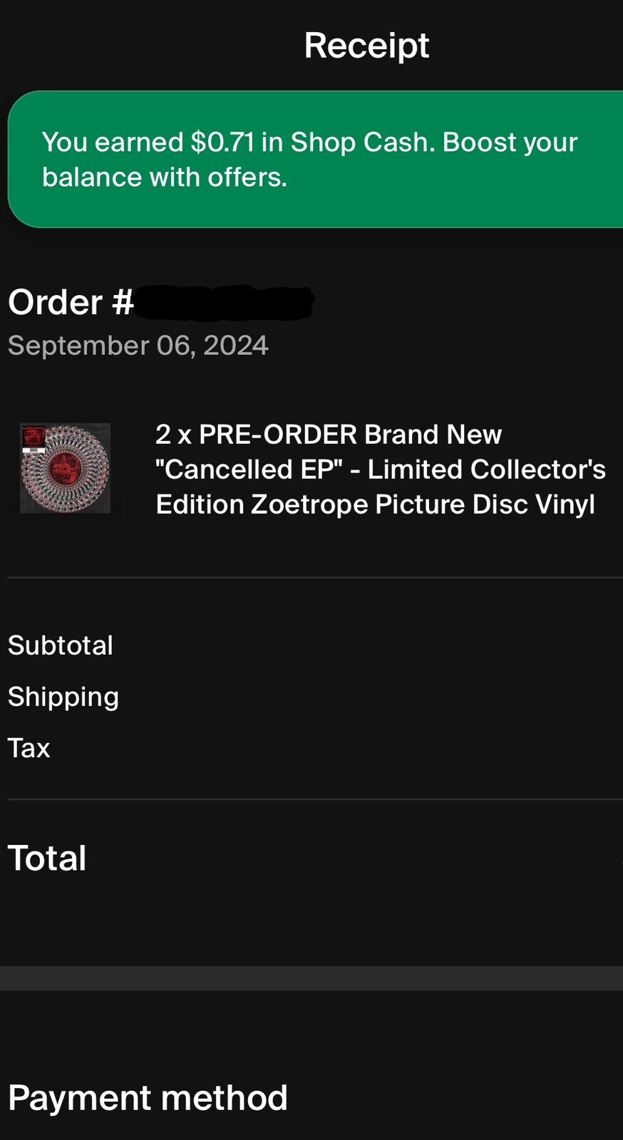 Mötley Crüe CANCELLED EP Collector’s Zoetrope Picture Disc 🖕 Vinyl LE /765