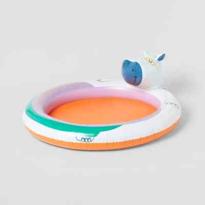 SUN SQUAD Inflatable HIPPO SPRAY SWIMMING POOL KIDS 23in x 62in *NEW IN BOX*