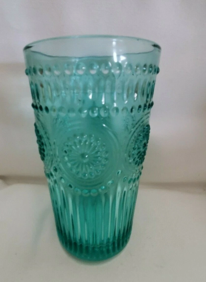 New The Pioneer Woman Drinking Glasses 16-Ounce Glass Tumbler Set of 4  Turquoise