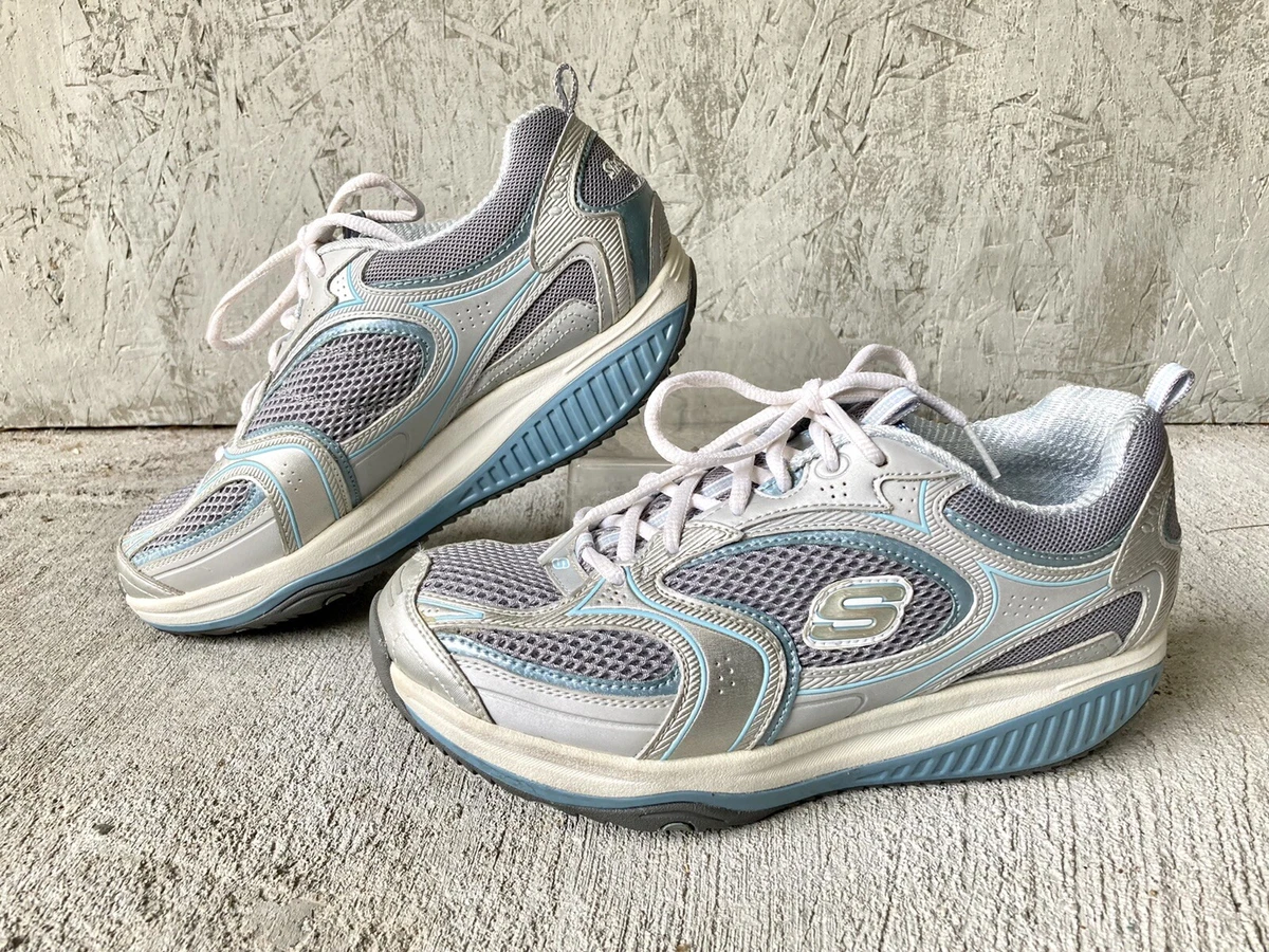 Skechers Womens Silver &amp; Breathable Up Toning Walking Shoes Sz | eBay