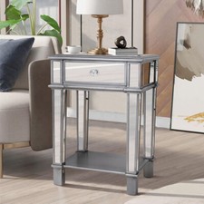 verspiegelter Beistelltisch Couchtisch mit Schublade Wohnzimmertisch Sofatisch