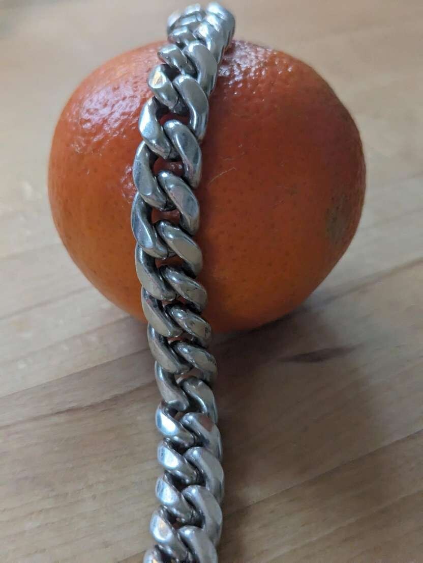 Solid 925 Silver Bracelet 164g Flat Curb Spring R… - image 5