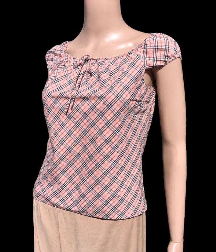 Burberry London Blue Label Cap Sleeve Shirt Top Pink Nova Burberry London Blue Label Cap Sleeve Shirt Top Pink Nova