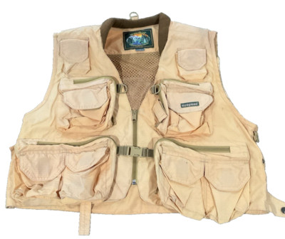 Hodgman Fly Fishing Vest Men s Outdoor Yellow Ripstop Zip Pockets Vented Large