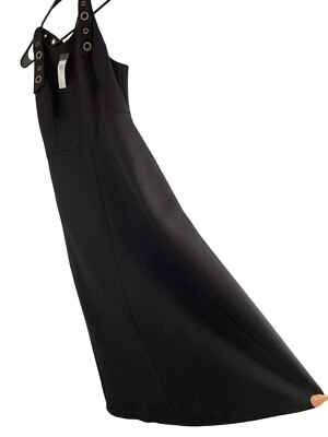 scuba knit fabric dress NWT BCBGMaxazria Black Grommet Straps Pockets Size 6 $268 Sage Green Resort Wear Dress