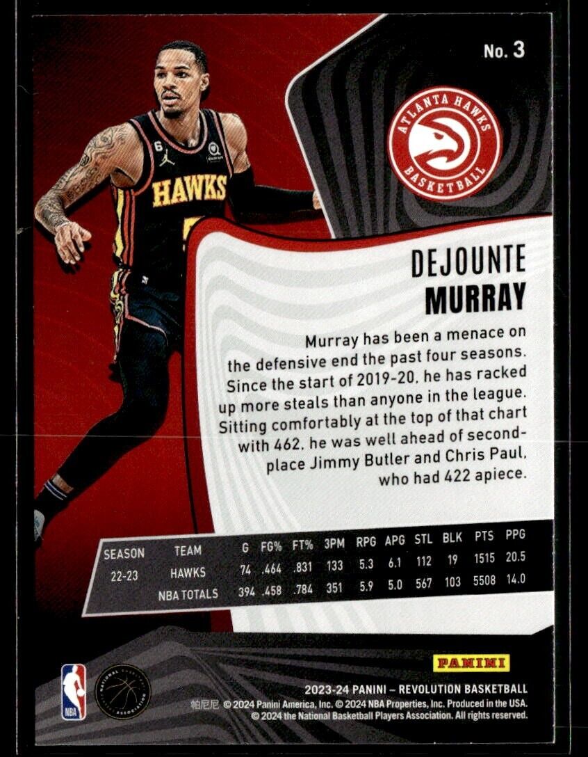 2023-24 Panini Revolution Dejounte Murray #3 Atlanta Hawks 2023-24 Panini Revolution Dejounte Murray #3 Atlanta Hawks