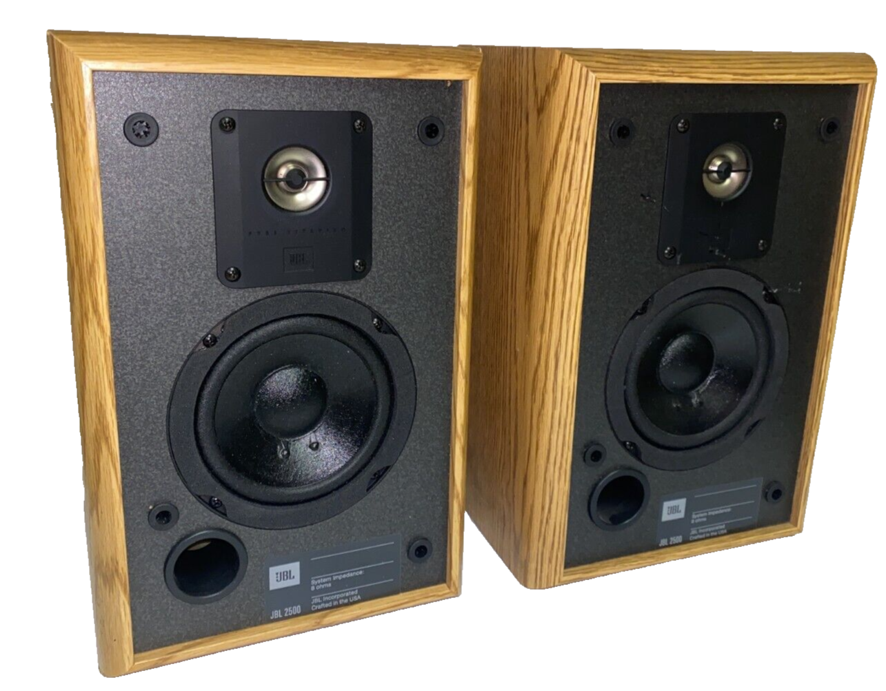JBL 2500 Bookshelf Speakers Oak Wood Finish Vintage eBay