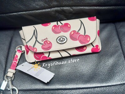 NWT Coach Sunglass Case With Cherry Print CZ432 Chalk Multi | eBay